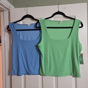 Blue & Green Sqaure Neck Tank Top Bundle Size XL Closet Staples Classic Everyday